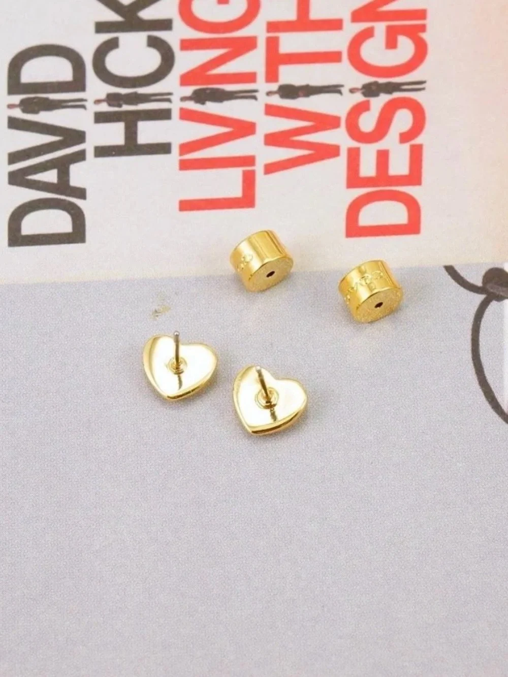 COACH Gold Heart Logo Stud Earrings - Picture 11 of 13